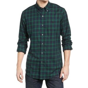 POLO RALPH LAUREN VTG Blue/Green Plaid Long Sleeve Button Down Oxford Men's SZ L